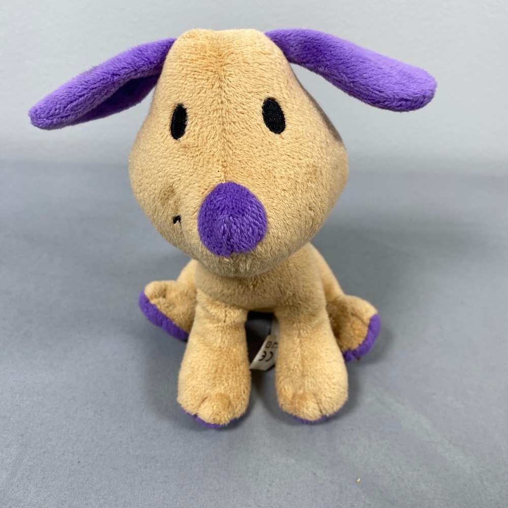 Learning Resources Puppy Dog Plush Small Tan Purple  Stuffed Animal Toy 5"